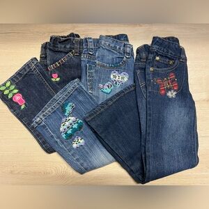 ✨ 4T Girls Embellished Denim Jeans Bundle | Adjustable Waist
